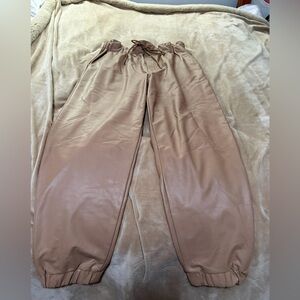 Abercrombie & Fitch Light Brown Faux Leather Joggers L